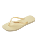 Square Logo Metallic Flip Flops in Buttercream