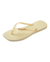 Square Logo Metallic Flip Flops in Buttercream