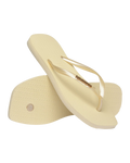 Square Logo Metallic Flip Flops in Buttercream
