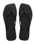 Slim Square Flip Flops in Black