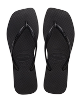 Slim Square Flip Flops in Black