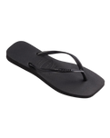 Slim Square Flip Flops in Black