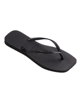 Slim Square Flip Flops in Black