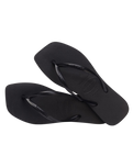 Slim Square Flip Flops in Black
