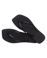 Slim Square Flip Flops in Black