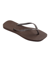 Slim Square Flip Flops in Dark Brown
