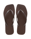Slim Square Flip Flops in Dark Brown
