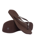 Slim Square Flip Flops in Dark Brown