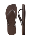 Slim Square Flip Flops in Dark Brown