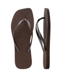 Slim Square Flip Flops in Dark Brown