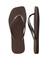 Slim Square Flip Flops in Dark Brown