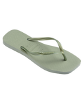 Slim Square Flip Flops in Smoke Green