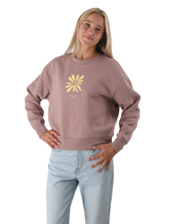 The Born by the Sea Womens Daisy Sweatshirt in Hazy Pink
