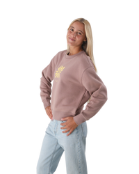 The Born by the Sea Womens Daisy Sweatshirt in Hazy Pink