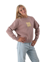 The Born by the Sea Womens Daisy Sweatshirt in Hazy Pink