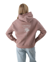 The Born by the Sea Womens Beach Club Hoodie in Hazy Pink