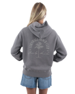 The Born by the Sea Womens Cornwall Palm Faded Hoodie in Faded Grey