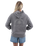 The Born by the Sea Womens Cornwall Palm Faded Hoodie in Faded Grey