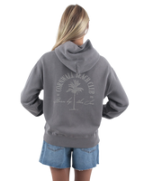 The Born by the Sea Womens Cornwall Palm Faded Hoodie in Faded Grey