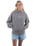 The Born by the Sea Womens Cornwall Palm Faded Hoodie in Faded Grey