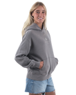The Born by the Sea Womens Cornwall Palm Faded Hoodie in Faded Grey