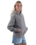 The Born by the Sea Womens Cornwall Palm Faded Hoodie in Faded Grey