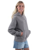 The Born by the Sea Womens Cornwall Palm Faded Hoodie in Faded Grey