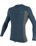 The O'Neill Premium Skins Long Sleeve Rash Vest in Copen Blue & Smoke