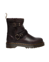 Anistone Crazy Horse Leather Harness Ankle Boots in Dark Brown