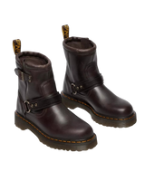 Anistone Crazy Horse Leather Harness Ankle Boots in Dark Brown