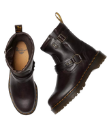 Anistone Crazy Horse Leather Harness Ankle Boots in Dark Brown