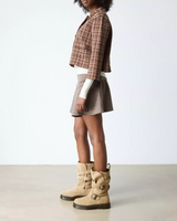 Anistone Two Strap Suede Biker Boots in Savannah Tan