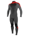 Boys Epic 3/2mm Back Zip Wetsuit in Graphite, Smoke, Red & Red