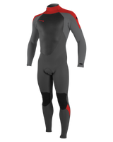 Boys Epic 3/2mm Back Zip Wetsuit in Graphite, Smoke, Red & Red