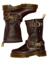 Anistone Hi Flower Rigger Boots in Dark Brown Grizzly