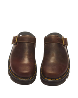 ZebZag Crazy Horse Leather Mules in Dark Brown