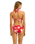 The Seafolly Womens Mayflower Twist Band Mini Hipster Bikini Bottoms in Cosmo Red