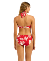 The Seafolly Womens Mayflower Twist Band Mini Hipster Bikini Bottoms in Cosmo Red