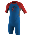 The O'Neill Boys Reactor-2 2mm Back Zip Shorty Wetsuit in Ocean, Graphite & Red
