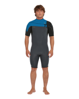 Hammer 2mm Chest Zip Shorty Wetsuit in Graphite, Black & Ocean
