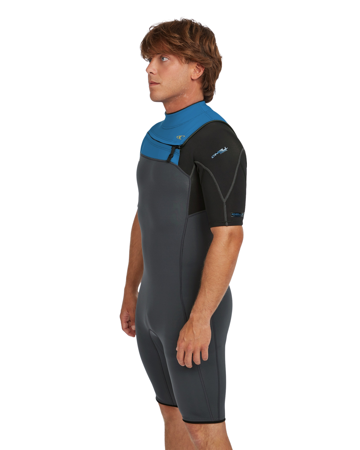 Hammer 2mm Chest Zip Shorty Wetsuit in Graphite, Black & Ocean