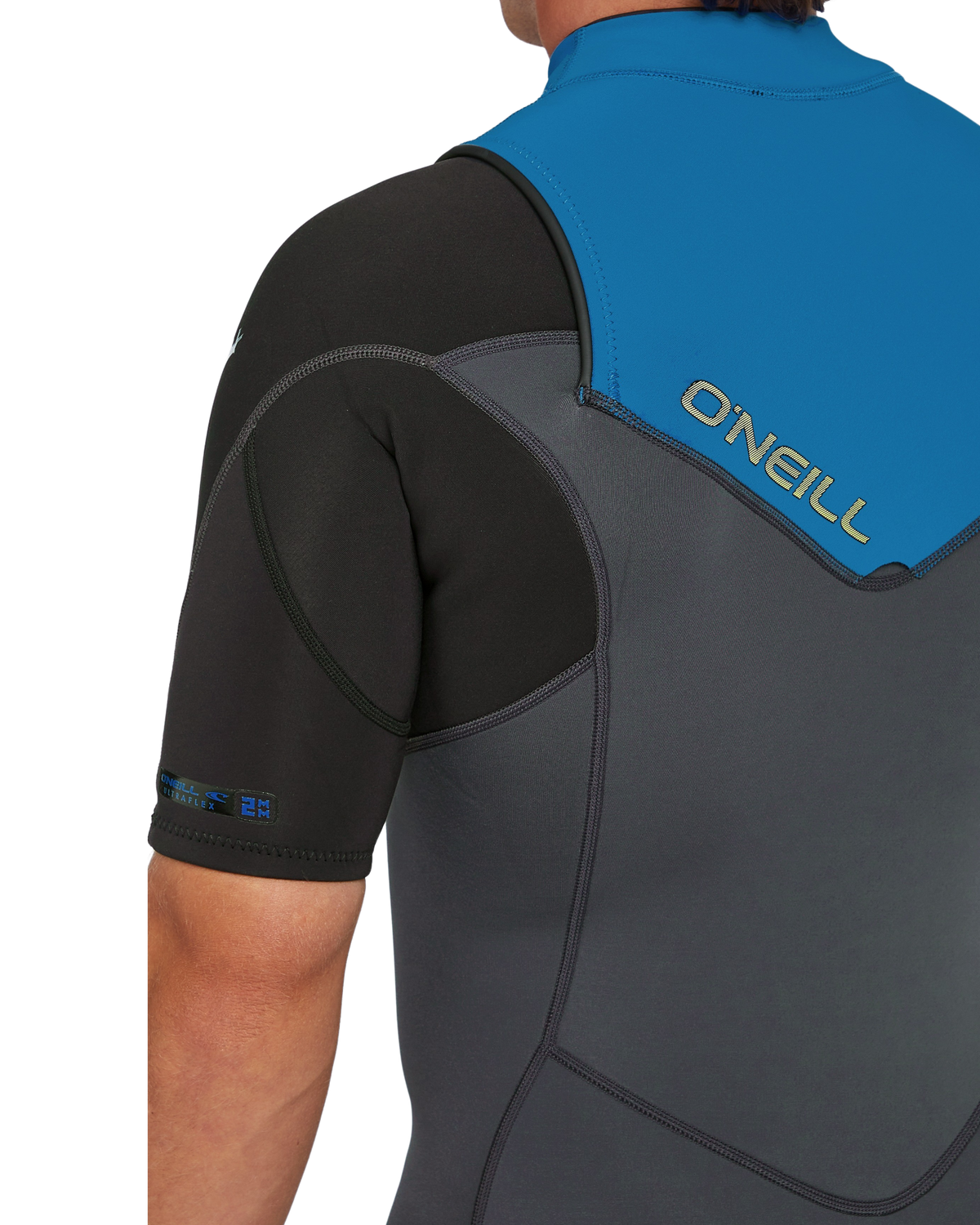 Hammer 2mm Chest Zip Shorty Wetsuit in Graphite, Black & Ocean