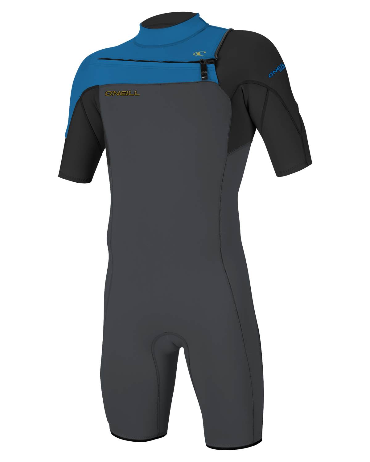Hammer 2mm Chest Zip Shorty Wetsuit in Graphite, Black & Ocean