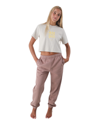 The Born by the Sea Womens Joggers in Hazy Pink