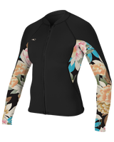 The O'Neill Womens Bahia 1/0.5mm Full Zip Jacket in Black, Mikah Floral & Black