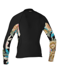The O'Neill Womens Bahia 1/0.5mm Full Zip Jacket in Black, Mikah Floral & Black