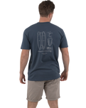 The Salt Water Seeker Mens Blue Print T-Shirt in Petrol Blue
