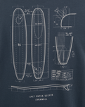 The Salt Water Seeker Mens Blue Print T-Shirt in Petrol Blue