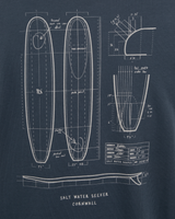 The Salt Water Seeker Mens Blue Print T-Shirt in Petrol Blue