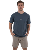 The Salt Water Seeker Mens Blue Print T-Shirt in Petrol Blue